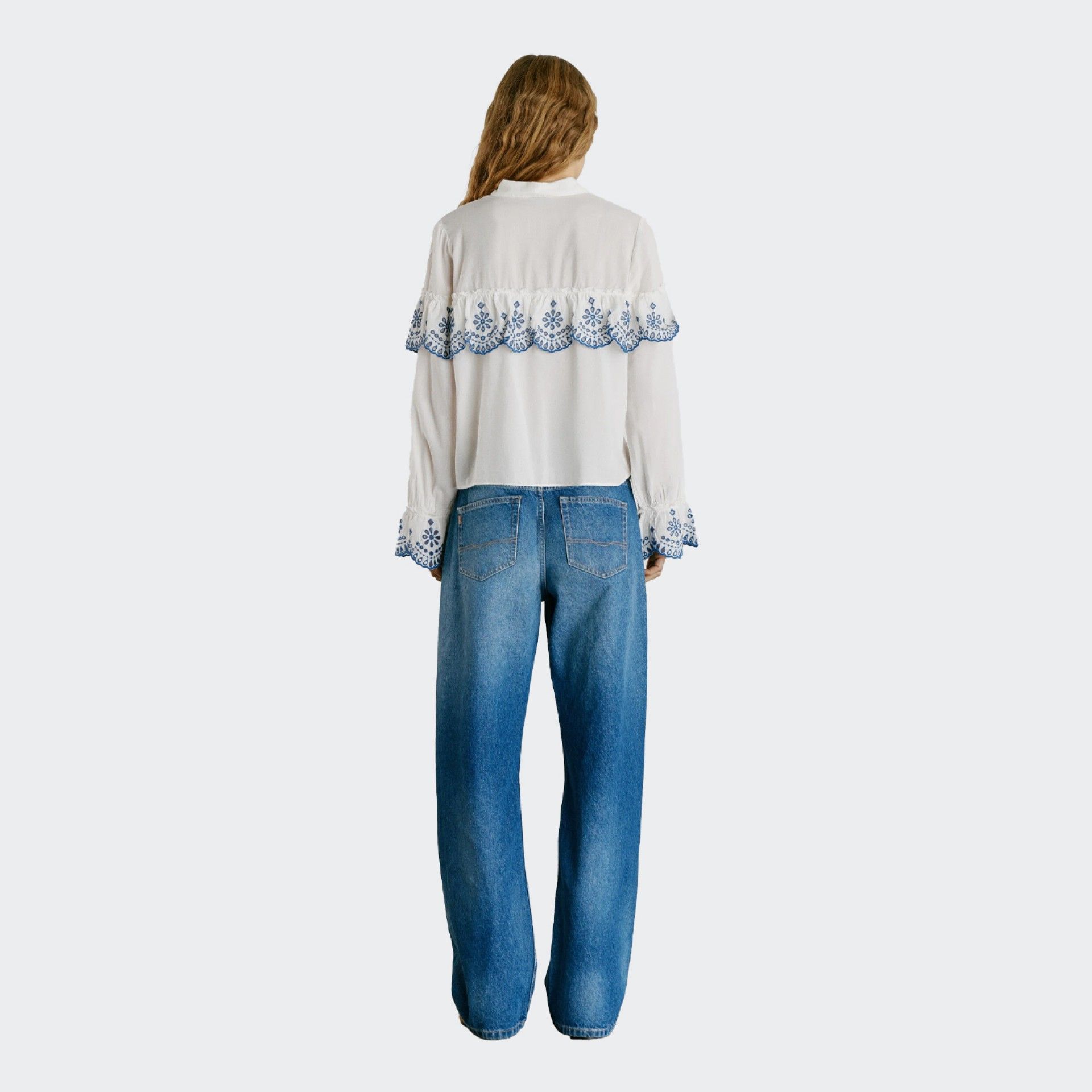 Camisa Com Folhos Bordados Pepe Jeans