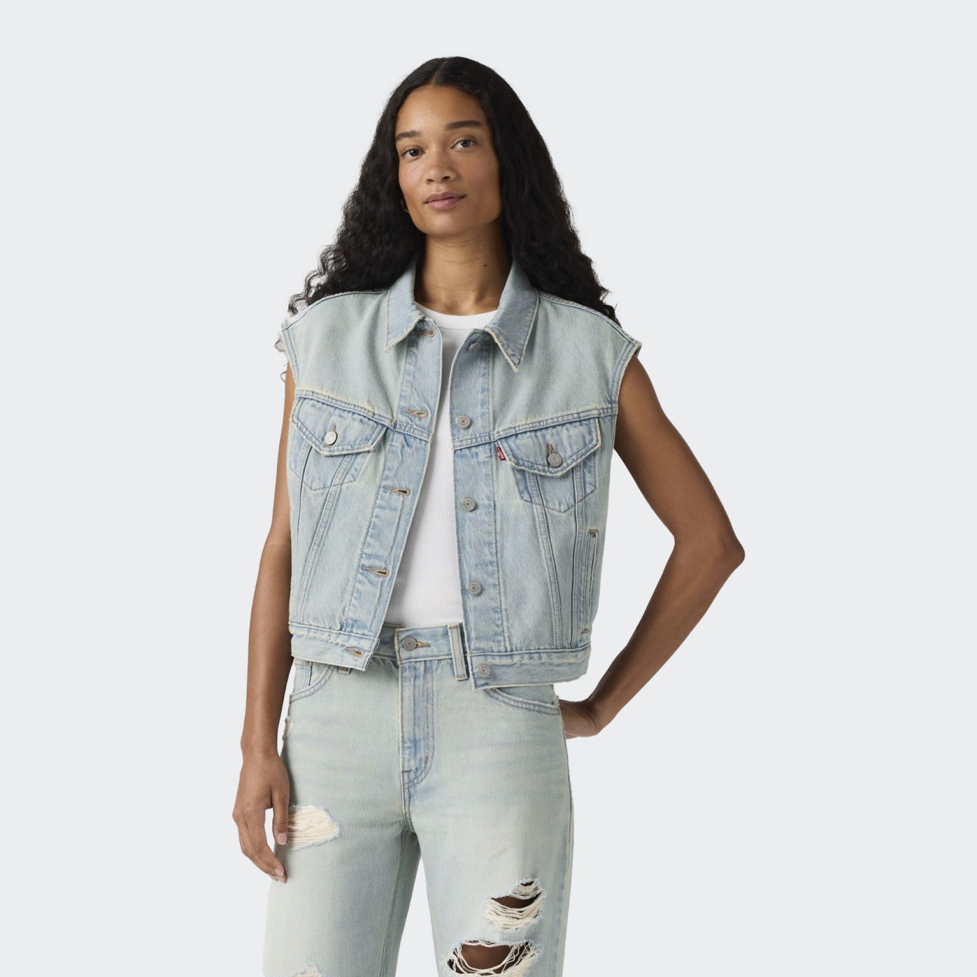 Veste en denim Levis Shrunken 90´S Vest Que Pasa Trucker