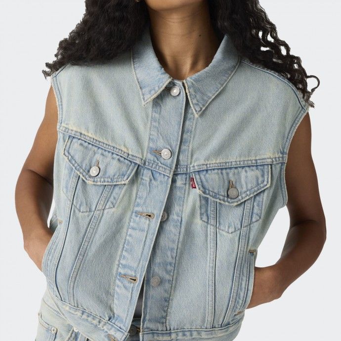 Veste en denim Levis Shrunken 90´S Vest Que Pasa Trucker