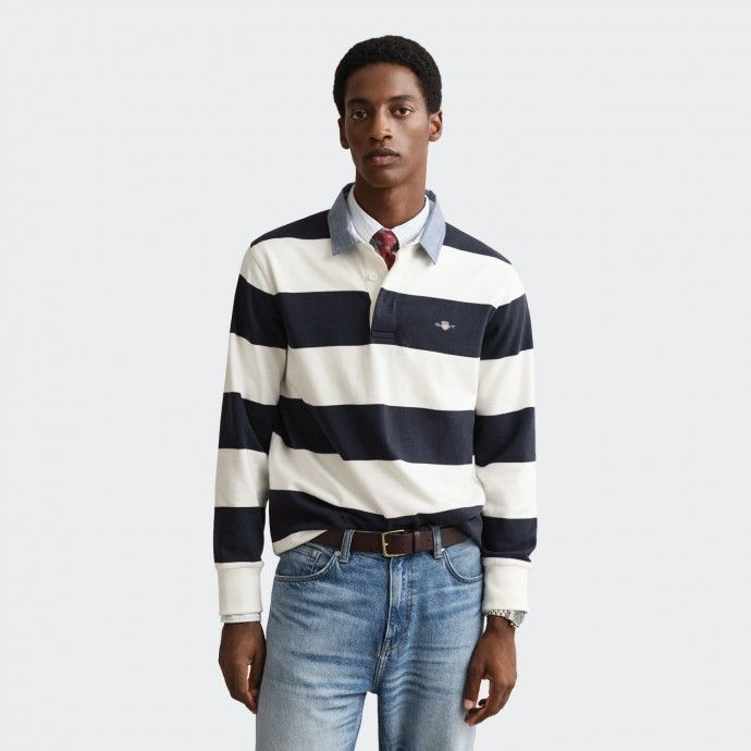 Polo Gant Regular Chambray Stripe Heavy Rugger