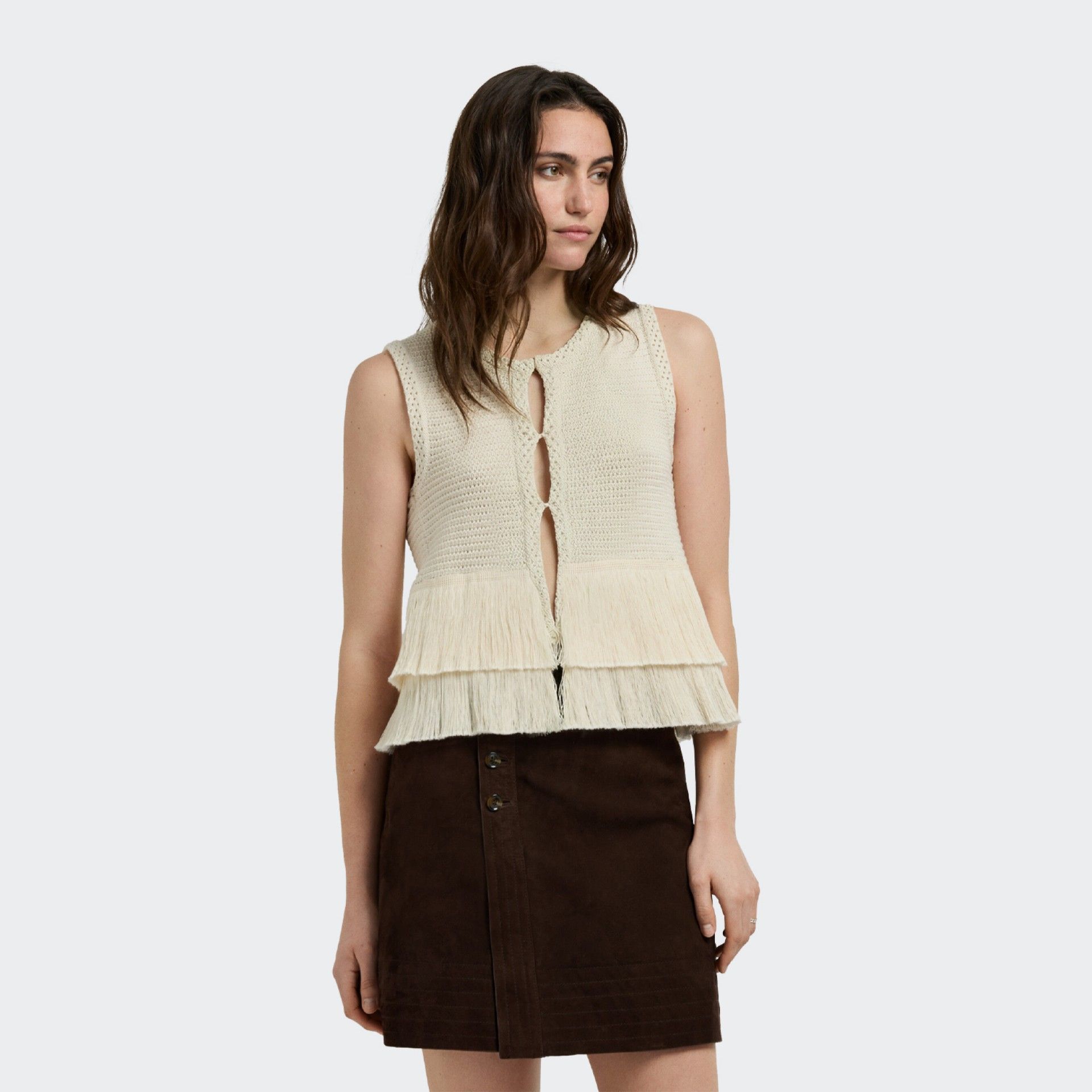 Colete em Crochet com Franjas Pepe Jeans