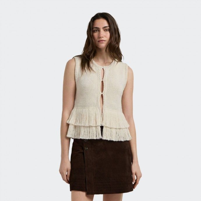 Colete em Crochet com Franjas Pepe Jeans