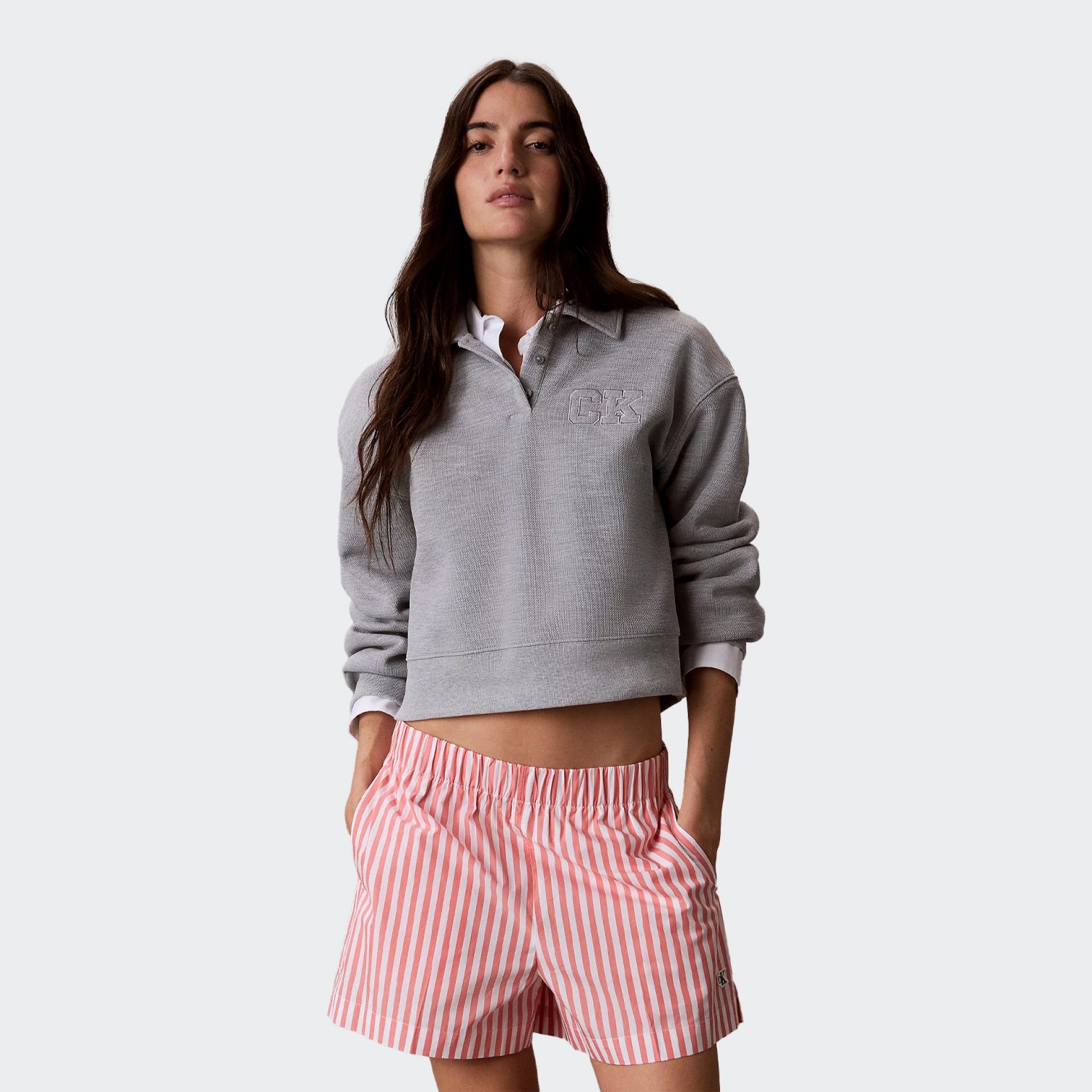 Calções de Popeline com Riscas Calvin Klein