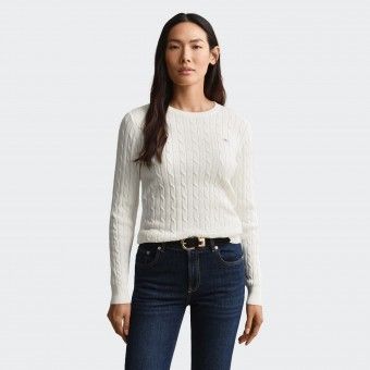 Suéter de punto trenzado con cuello redondo de Gant Suéter de punto trenzado con cuello redondo de Gant