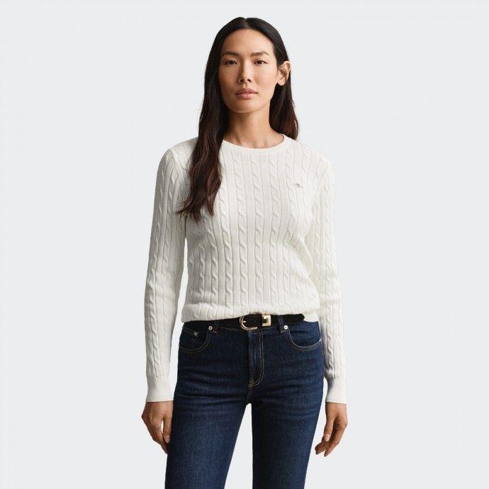 Su�ter de punto trenzado con cuello redondo de Gant