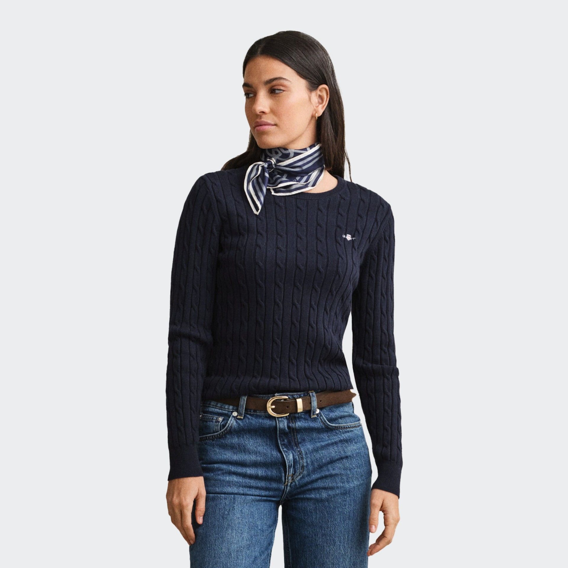 Suéter de punto trenzado con cuello redondo de Gant