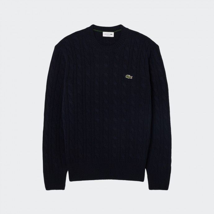 Lacoste carded wool braided knit sweater